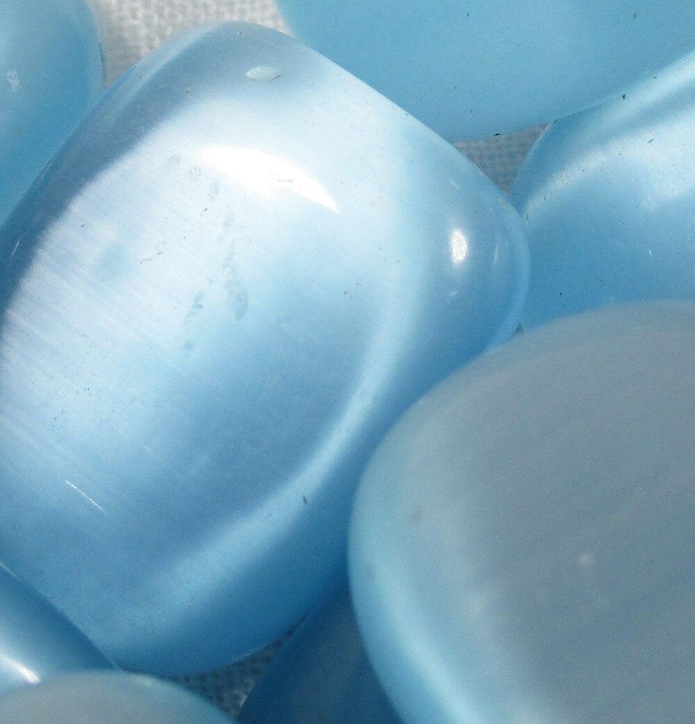 Turquoise Cats Eye Tumble Stones (x3) - Cut & Polished Crystals > Polished Crystal Tumble Stones