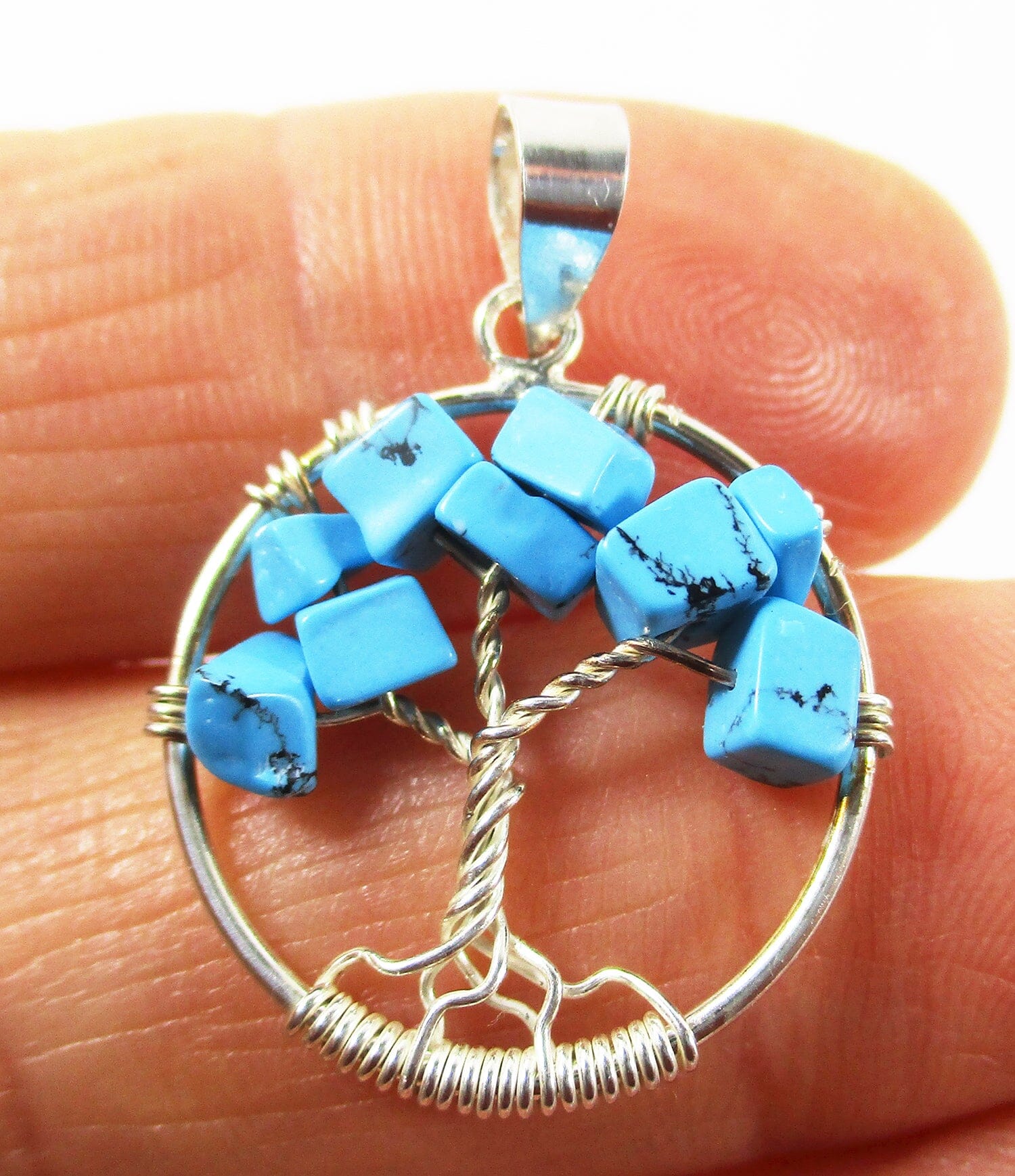 Turquoise Howlite Tree of Life Pendant - Crystal Jewellery > Crystal Pendants