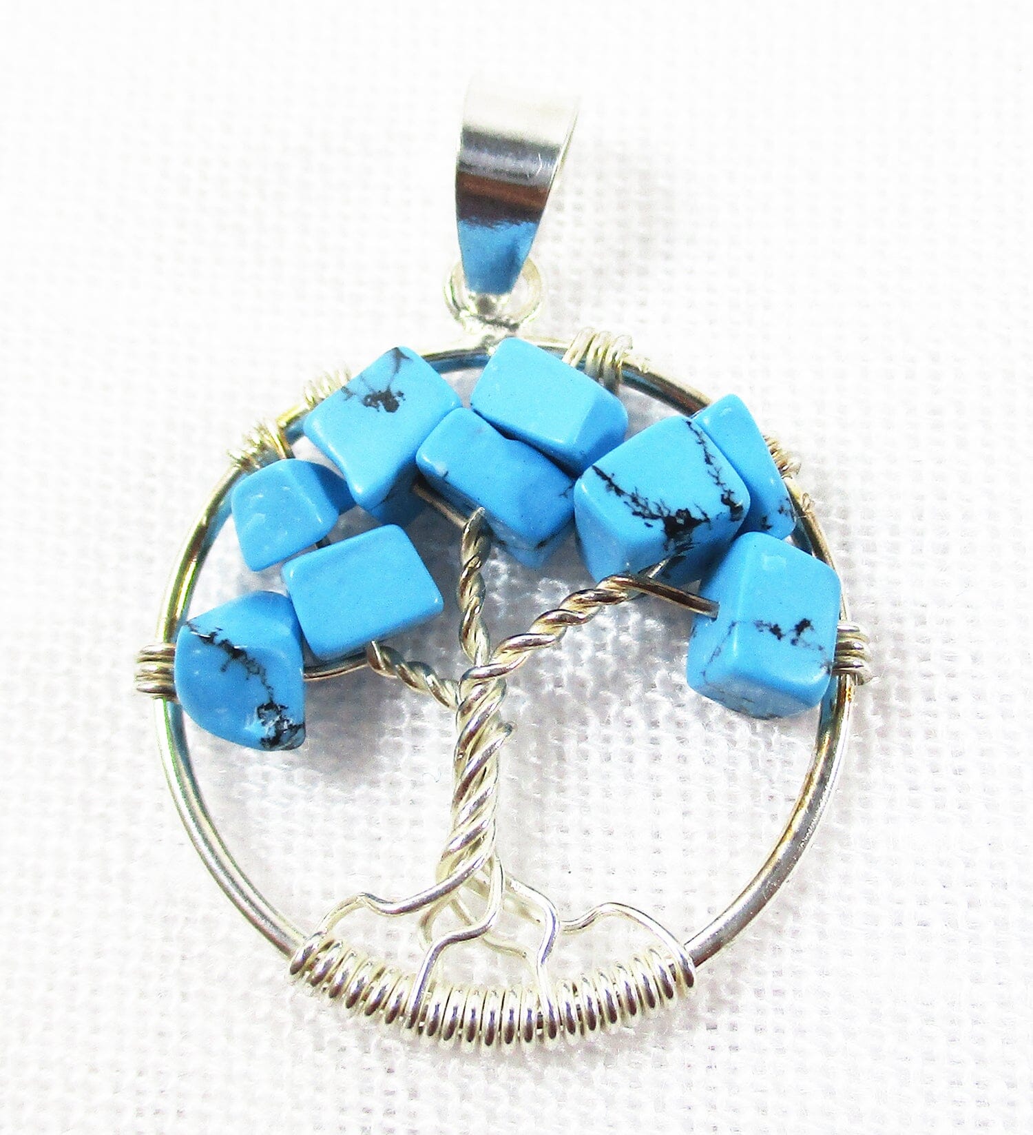 Turquoise Howlite Tree of Life Pendant - Crystal Jewellery > Crystal Pendants