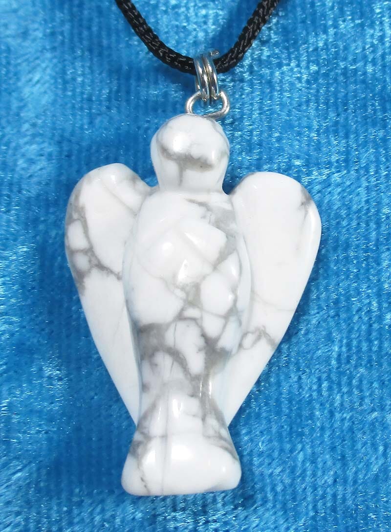 White Howlite Angel Pendant - Crystal Jewellery > Angel Pendants
