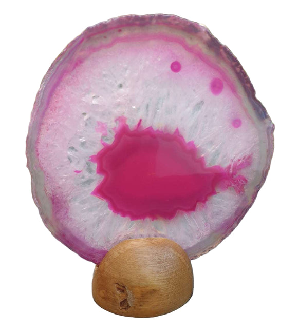 Pink Agate Slice On Stand (Medium) | Natural Crystals | Crystal Geodes
