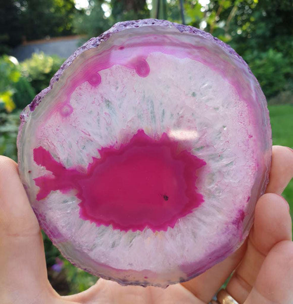 Pink Agate Slice On Stand (Medium) | Natural Crystals | Crystal Geodes