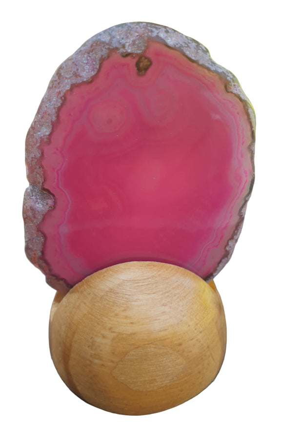 Pink Agate Slice On Stand (Small) | Natural Crystals | Crystal Geodes