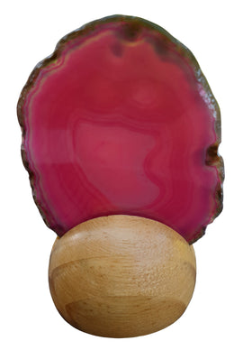Pink Agate Slice On Stand (Small) | Natural Crystals | Crystal Geodes