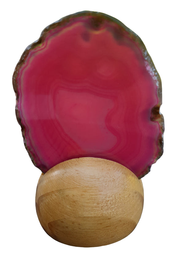 Pink Agate Slice On Stand (Small) | Natural Crystals | Crystal Geodes