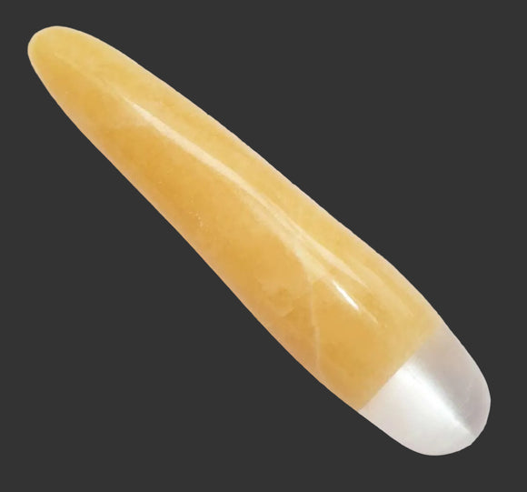 Orange Calcite and Selenite Cleansing Wand | Dowsing | Crystal Healing Wands