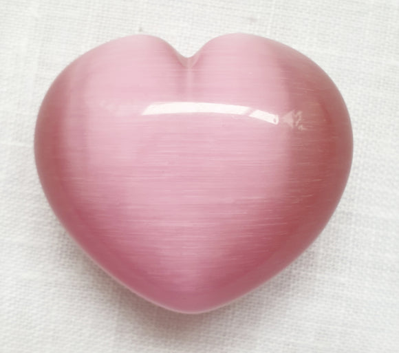 Pink Cats Eye Heart | Crystal Carvings | Polished Crystal Hearts