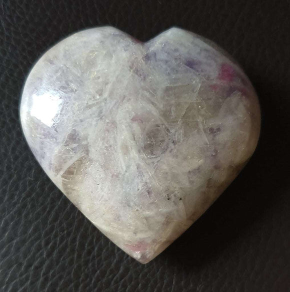 Lepidolite Rubellite Heart | Crystal Carvings | Polished Crystal Hearts