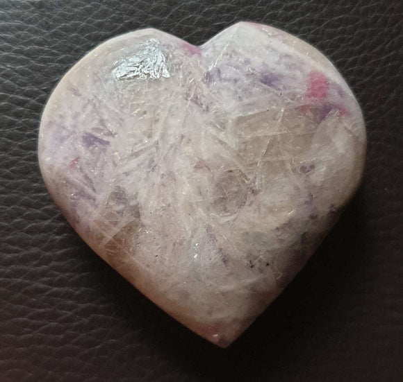 Lepidolite Rubellite Heart | Crystal Carvings | Polished Crystal Hearts