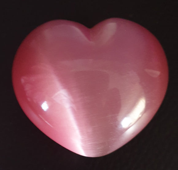 Pink Cats Eye Heart | Crystal Carvings | Polished Crystal Hearts