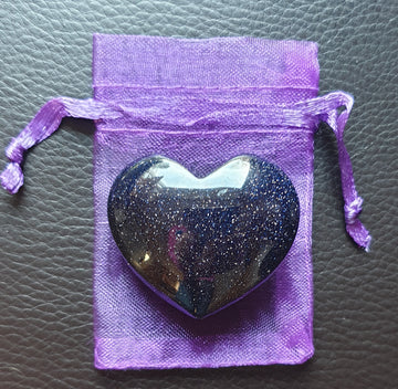 Blue Goldstone Heart | Crystal Carvings | Polished Crystal Hearts