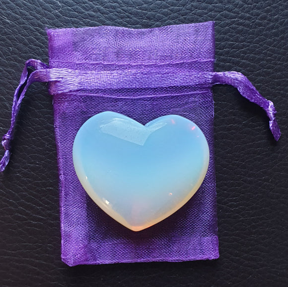 Opalite Heart | Crystal Carvings | Polished Crystal Hearts