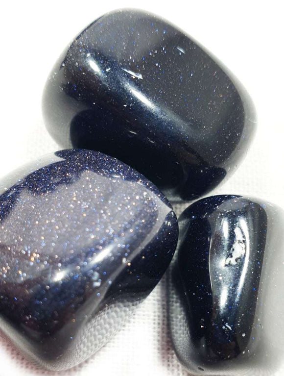 Blue Goldstone Tumble Stones  (x3) | Cut & Polished Crystals | Polished Crystal Tumble Stones