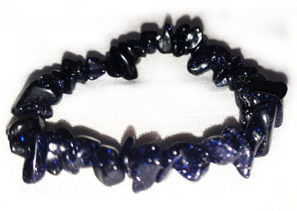 Blue Goldstone Chip Bracelet | Crystal Jewellery | Gemstone Bracelets