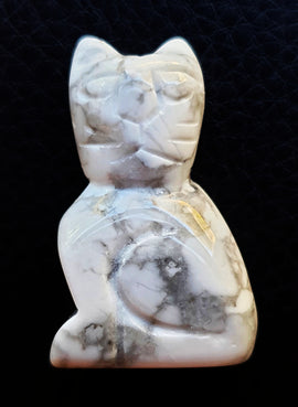 White Howlite Cat | Crystal Carvings | Carved Crystal Animals