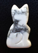 White Howlite Cat | Crystal Carvings | Carved Crystal Animals