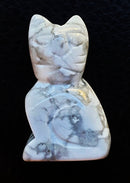 White Howlite Cat | Crystal Carvings | Carved Crystal Animals