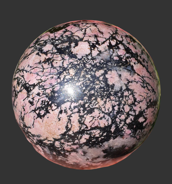 Rhodonite Crystal Sphere (Large) | Crystal Carvings | Polished Crystal Spheres