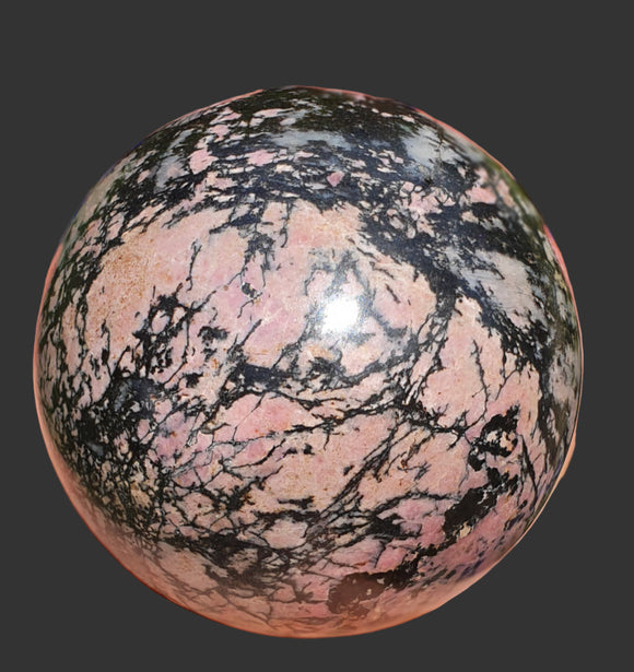 Rhodonite Crystal Sphere (Large) | Crystal Carvings | Polished Crystal Spheres