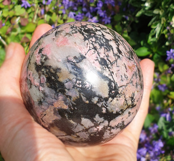 Rhodonite Crystal Sphere (Large) | Crystal Carvings | Polished Crystal Spheres