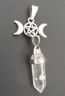 Triple Moon Quartz Point Pendant | Crystal Jewellery | Point Pendants