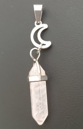Moon Rose Quartz Pendant | Crystal Jewellery | Point Pendants