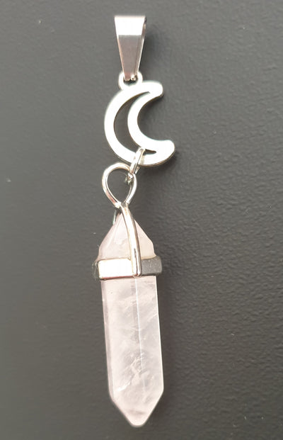 Moon Rose Quartz Pendant | Crystal Jewellery | Point Pendants