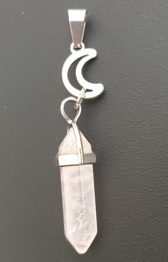 Moon Rose Quartz Pendant | Crystal Jewellery | Point Pendants