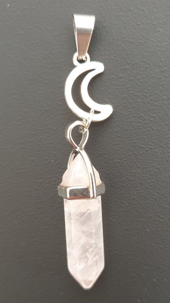 Moon Rose Quartz Pendant | Crystal Jewellery | Point Pendants