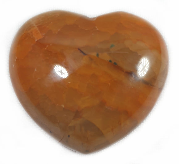 Fire Agate Heart | Crystal Carvings | Polished Crystal Hearts