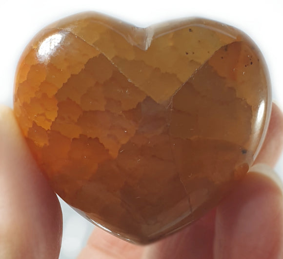 Fire Agate Heart | Crystal Carvings | Polished Crystal Hearts