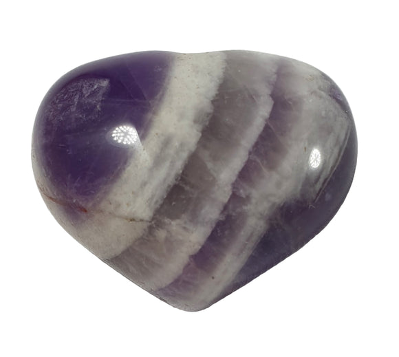 Chevron Amethyst Heart (Small) | Crystal Carvings | Polished Crystal Hearts