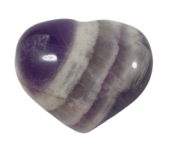 Chevron Amethyst Heart (Small) | Crystal Carvings | Polished Crystal Hearts
