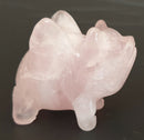 Rose Quartz Flying Pig (x 1) | Crystal Carvings | Carved Crystal Animals