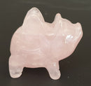 Rose Quartz Flying Pig (x 1) | Crystal Carvings | Carved Crystal Animals