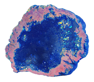 Blue Rainbow Aura Quartz Geode | Natural Crystals | Crystal Geodes