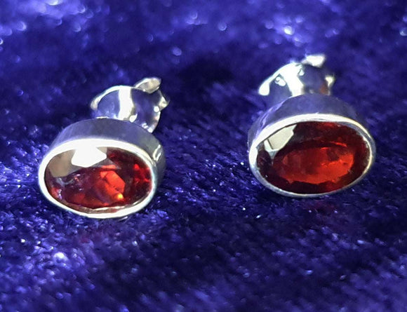 Garnet Stud Earrings | Crystal Jewellery | Gemstone Earrings
