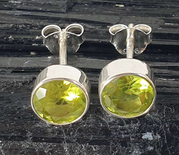 Peridot Round Faceted Studs | Crystal Jewellery | Gemstone Earrings