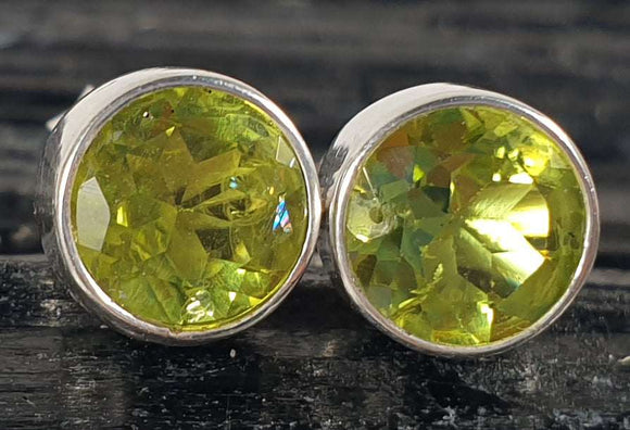 Peridot Round Faceted Studs | Crystal Jewellery | Gemstone Earrings