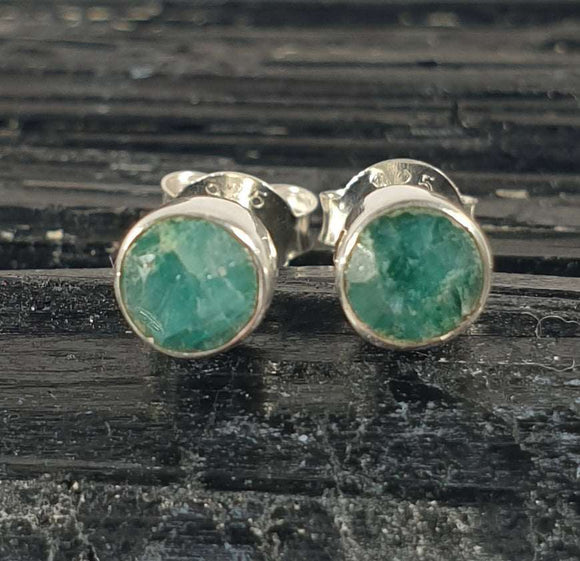 Emerald Faceted Stud Earrings | Crystal Jewellery | Gemstone Earrings
