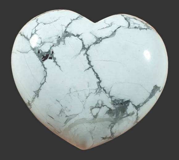 White Howlite Heart | Crystal Carvings | Polished Crystal Hearts