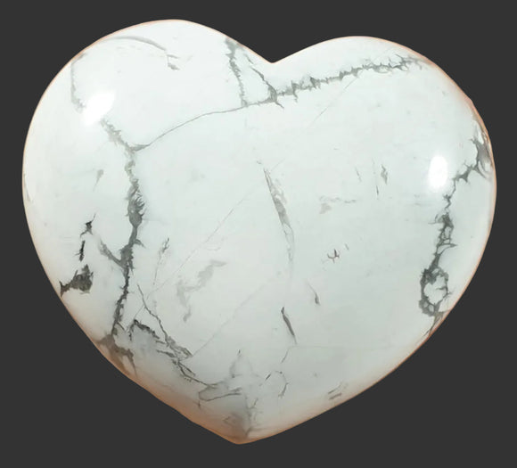 White Howlite Heart | Crystal Carvings | Polished Crystal Hearts