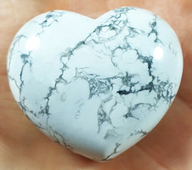 White Howlite Heart | Crystal Carvings | Polished Crystal Hearts