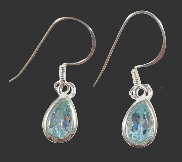Blue Topaz Faceted Teardrop Earrings | Crystal Jewellery | Gemstone Earrings