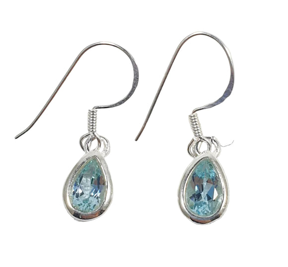 Blue Topaz Faceted Teardrop Earrings | Crystal Jewellery | Gemstone Earrings