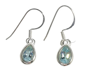 Blue Topaz Faceted Teardrop Earrings | Crystal Jewellery | Gemstone Earrings