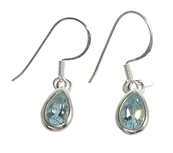 Blue Topaz Faceted Teardrop Earrings | Crystal Jewellery | Gemstone Earrings