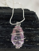 Amethyst Wire Wrapped Pendant on 18" Silver Plated Chain | Crystal Jewellery | Crystal Pendants