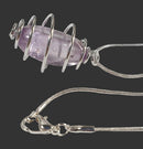 Amethyst Wire Wrapped Pendant on 18" Silver Plated Chain | Crystal Jewellery | Crystal Pendants