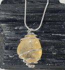 Citrine Wire Wrapped pendant on Silver Plated 18" Chain | Crystal Jewellery | Crystal Pendants
